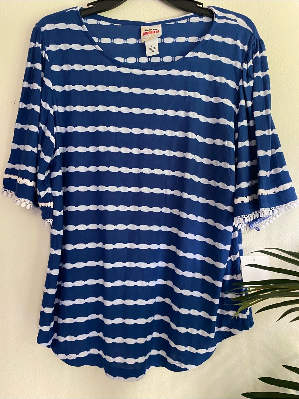 Ruby Rd. Navy & White Striped Scoop Neck Tunic